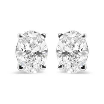 14K White Gold 2.0ctw Lab Grown Oval Diamond Solitaire Stud Earring (F-G
Color, VS1-VS2 Clarity)