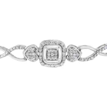 Sterling Silver Diamond Cushion Frame 4”-10” Adjustable Bolo Tennis Bolo
Bracelet (I-J, I3) - 7"