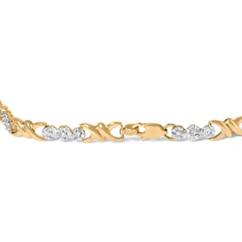 10k Yellow Gold 1/3ctw Diamond 3 Stone and X-Link Bracelet (I-J Color,
I1-I2 Clarity) - 7.50" Inches