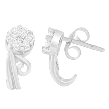 14K White Gold 1/2ctw Round Cut Diamond Earrings