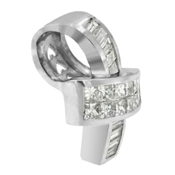 14K White Gold 2ctw Princess and Baguette Cut Diamond Ribbon Pendant
w\chain(H-I, SI-SI2)
