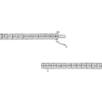 Sterling Silver 2.0ctw Prong Set Round-Cut Diamond 4 Stone Box Link Bracelet