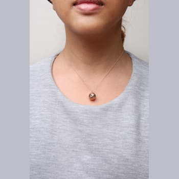 18K Rose Gold Pave Round Black and White Diamonds Ball with Heart Design Pendant