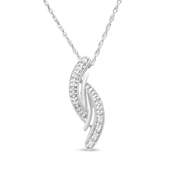 0.05ctw Diamond Accent Bypass Curve Sterling Silver Pendant with Chain
