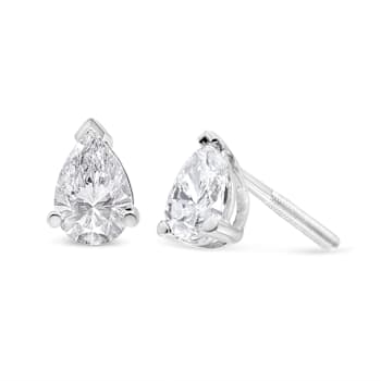 14K White Gold 1.0 Cttw Pear Shape Solitaire Lab Grown Diamond Stud Earrings