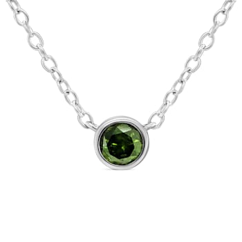 0.20ctw Green Diamond Solitaire Sterling Silver Necklace