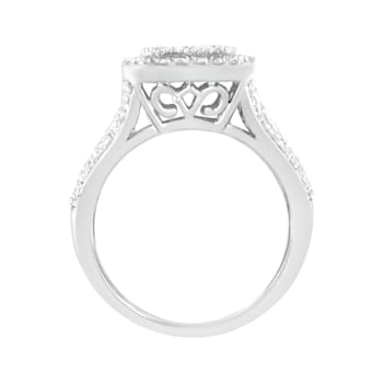 .925 Sterling Silver 1 9/10 cttw Lab-Grown Diamond Cluster Ring