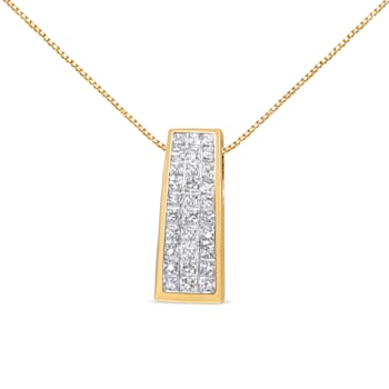 14K Yellow Gold 1 1/2ctw Princess Cut Diamond Greek Column Pendant With
Chain(G-H, VS1-VS2)