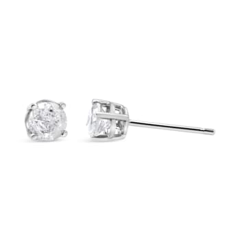 Sterling Silver 3/4ctw 4-Prong Round-cut "Salt and Pepper"
Diamond Classic Stud Earrings