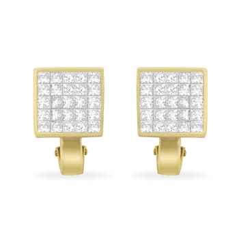 14K Yellow Gold 3-1/5ctw Princess Cut Diamond Square Invisible Set
Huggie Earrings