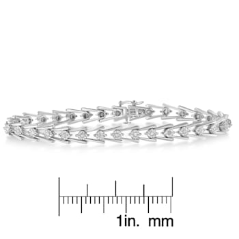 Sterling Silver .50ctw Diamond Wave-Style Link Bracelet