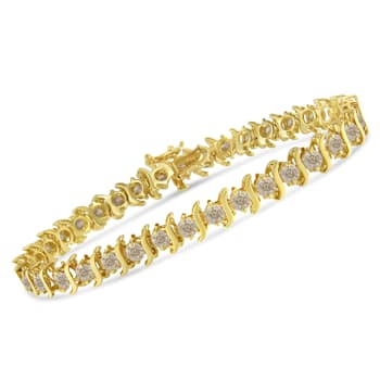 10K Yellow Gold Over Sterling Silver 7.0ctw Round Brilliant Cut Diamond
"S" Link Bracelet