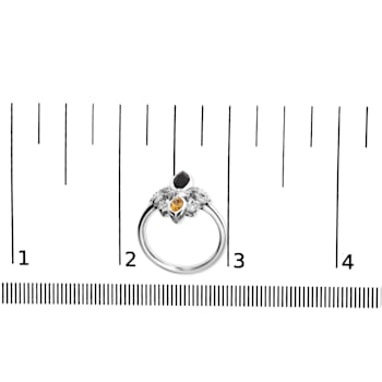 Sterling Silver Black Onyx and Yellow Citrine Marquise and Diamond
Accent Fleur De Lis Ring