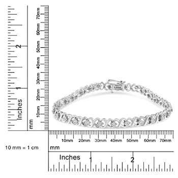 0.33ctw Round White Diamond Infinity Sterling Silver Tennis Bracelet