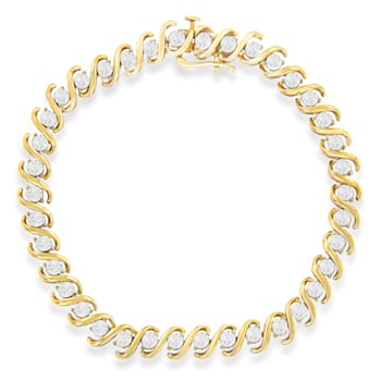 0.50ctw Round White Diamond 10K Yellow Gold Over Sterling Silver Tennis Bracelet