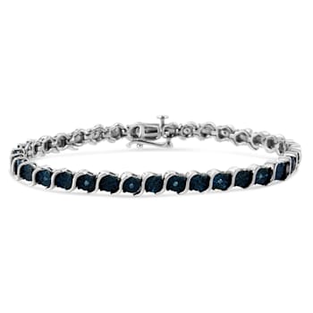 Sterling Silver .10ctw Miracle-Set Blue Color Diamond Miracle Plate
"S" Link Tennis Bracelet
