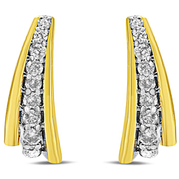 10K Yellow Gold Over Sterling Silver 1.00 Cttw Round Diamond Graduated
Huggie Earrings