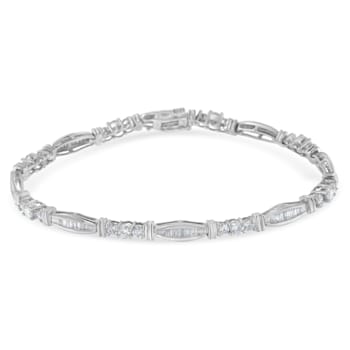 10K White Gold 3.0ctw Geometric Pattern Diamond Tennis Bracelet