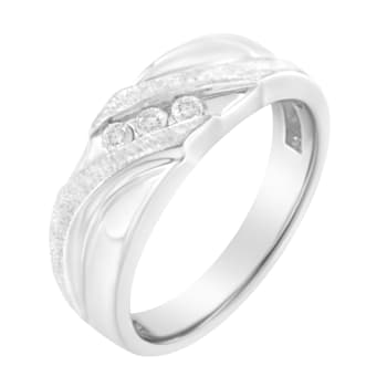 10K White Gold 1/10ctw Diamond Men's Three Stone Diamond Wedding Ring
(I-J Color, I1-I2 Clarity)