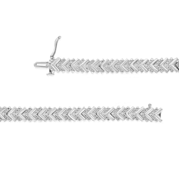 0.16ctw Diamond Chevron Sterling Silver Tennis Bracelet