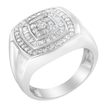 14K White Gold Men's Diamond Band Ring (1 cttw, H-I Color, SI1-SI2 Clarity)