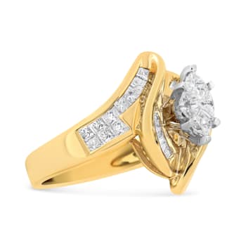 14K Yellow Gold Mixed Cut Diamond Marquise Shaped Ring (1 1/4ctw, G-H
Color, SI1-SI2 Clarity)