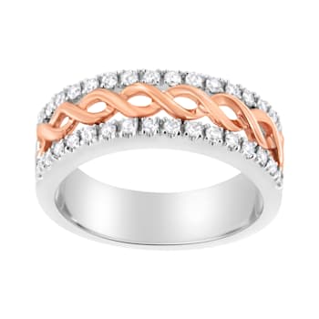 10K White and Rose Gold 1/3ctw Diamond Infinity Ribbon Band Ring (I-J
Color, I1-I2 Clarity)