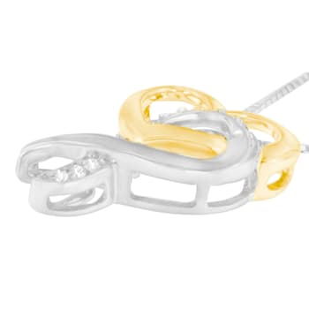10K Yellow Gold Over Sterling Silver 1/20ctw Diamond Ribbon-Heart
Pendant w\chain(H-I, I1-I2)