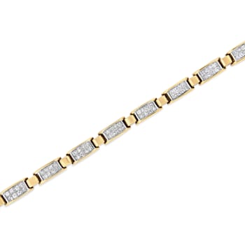 14K Yellow Gold 2.50ctw Princess-Cut Diamond Link Tennis Bracelet