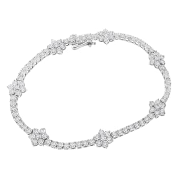 Sterling Silver 1.0 cttw Diamond Floral Station Tennis Bracelet (I-J,
I3) - 7.5"