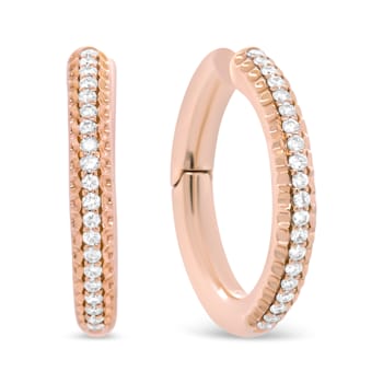 18K Rose Gold 1/3 Cttw Round Cut Diamond Hoop Earrings (F-G Color,
VS1-VS2 Clarity)