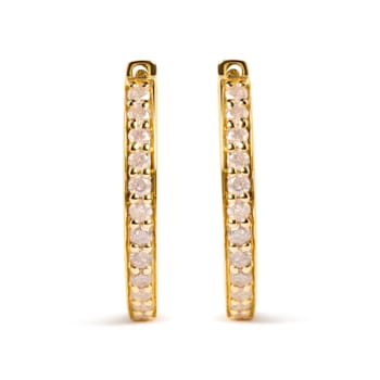 10K Yellow Gold 1/2 Cttw Round-Cut Diamond Hoop Earrings (I-J Color,
I2-I3 Clarity)