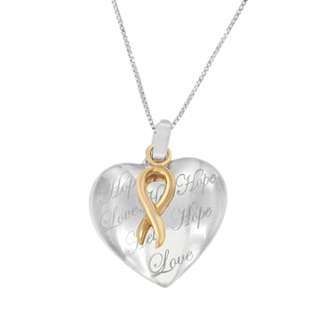 10K Yellow Gold Over Silver Heart Pendant With Chain
