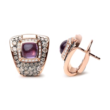 18K Rose Gold Cushion Amethyst with Brown and White Diamonds Cluster
Geometrical Statement Earrings