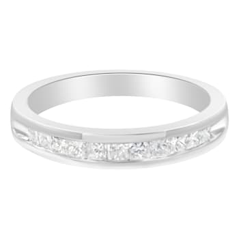 Sterling Silver 1/2ctw Princess-Cut Diamond Channel-Set Ring (H-I Color,
I2 Clarity)