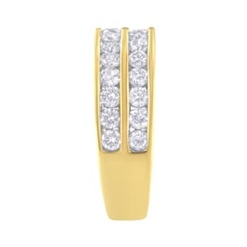 10K Yellow Gold Two-Row Diamond Band Ring (1.0ctw, J-K Color, I1-I2 Clarity)