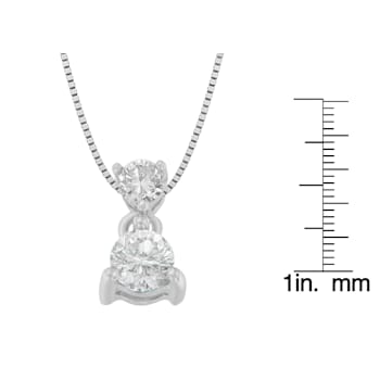 14K White Gold 1/2ctw Round Cut Diamond Pendant With Chain (I-J, I1-I2)