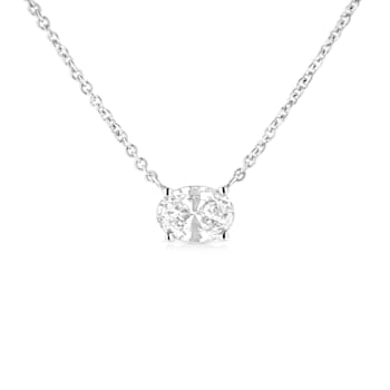 0.50ctw Oval Lab Grown Diamond Solitaire 14K White Gold Pendant with Chain