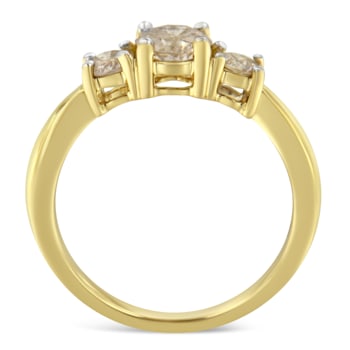 10K Yellow Gold Three Stone Diamond Band Ring (1.00 cttw, J-K Color,
I2-I3 Clarity)