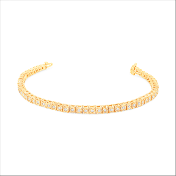 10K Yellow Gold Over Sterling Silver 1.0 Ctw Diamond Square Frame Tennis Bracelet