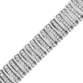 Sterling Silver 8.50ctw Diamond 7 Row Chevron "S" Curved Link
Tennis Bracelet