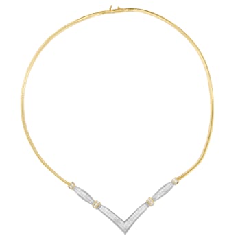 14K Two-tone Gold 2.0ctw Mixed Cut Diamond 'V' Shape Necklace (H-I
Color, SI2-I1 Clarity) - 18"