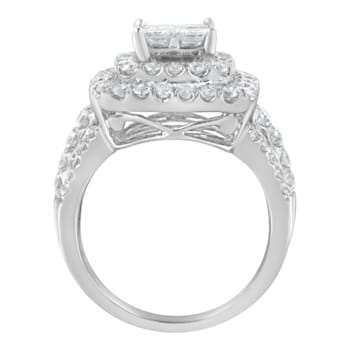 14K White Gold Round and Princess Diamond Ring (2 1/4ctw, H-I Color,
SI1-SI2 Clarity)