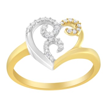 10K Two-Toned Gold Diamond Heart Shape Cluster Ring (1/6 Cttw, H-I
Color, I1-I2 Clarity)