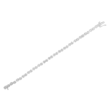 Sterling Silver 1/10ct TDW Diamond Link Bracelet (I-J,I3-Promo) - 7.25"