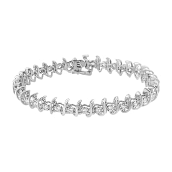 Sterling Silver 1.0ctw Prong-Set Diamond Link Bracelet