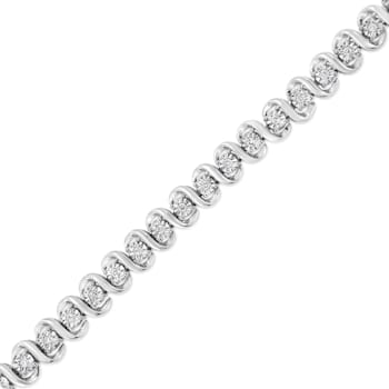 Sterling Silver .50ctw Round-Cut Diamond Miracle Set "S" Link Bracelet