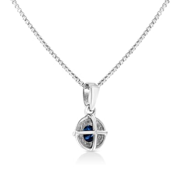 Sterling Silver 3/4ctw Blue Diamond Solitaire 18" Pendant
w\chain(Blue Color, I1-I2 Clarity)