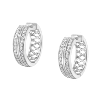 10K White Gold Diamond Hoop Earring 1/2ctw