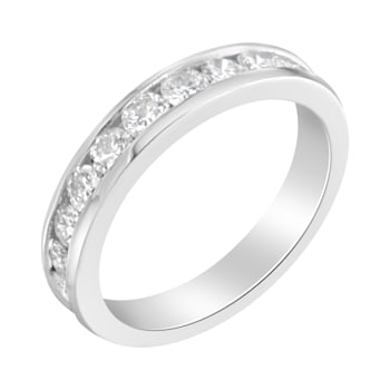 18K White Gold IGI Certified 1.0ctw Diamond Channel-Set Half-Eternity
Band(E-F Color, I1-I2 Clarity)